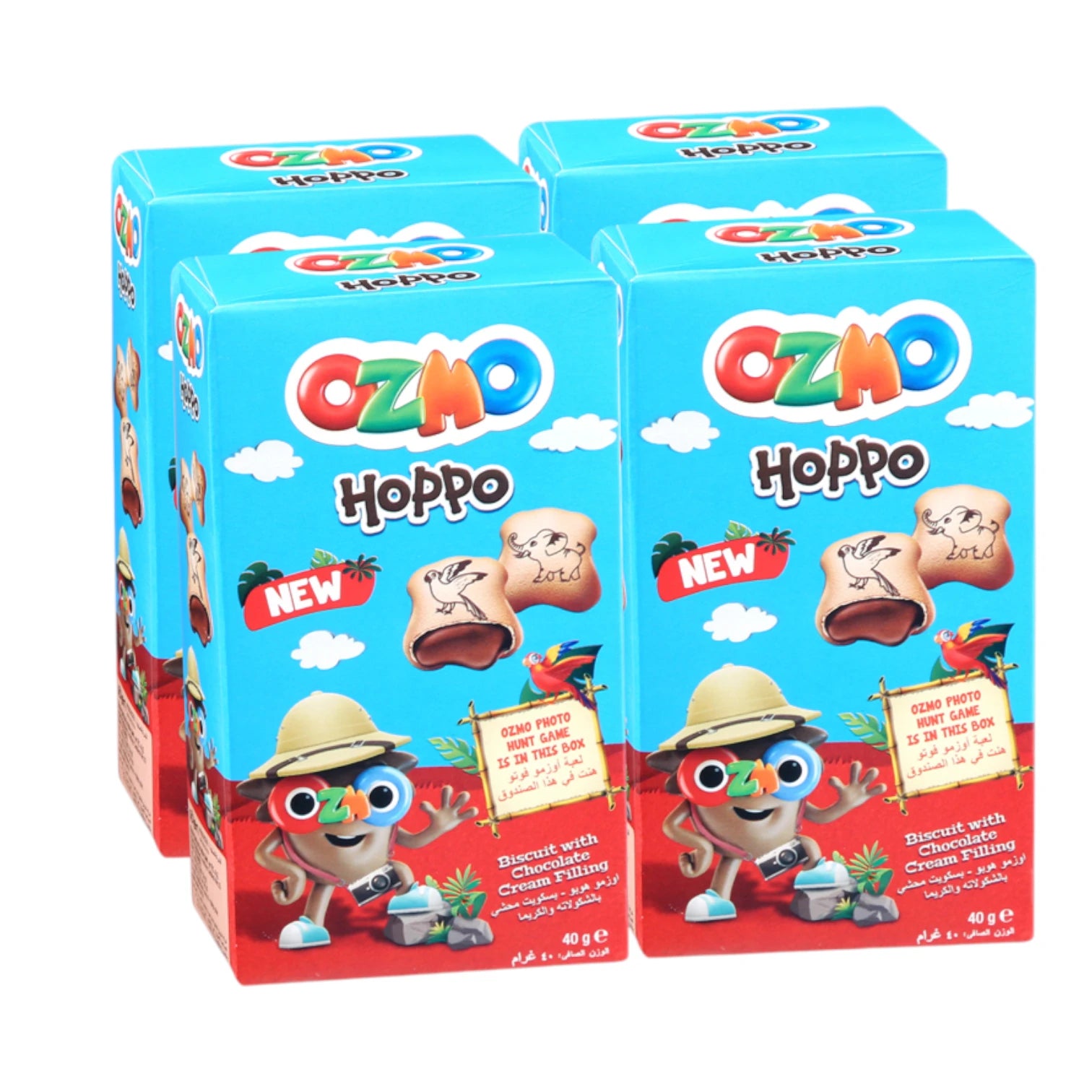 Ozmo Hoppo Chocolate Cream Filled Biscuits – 2 Pack x 40g (Total 80g) – Fun Snack with Surprise Prints for Kids - Damoo