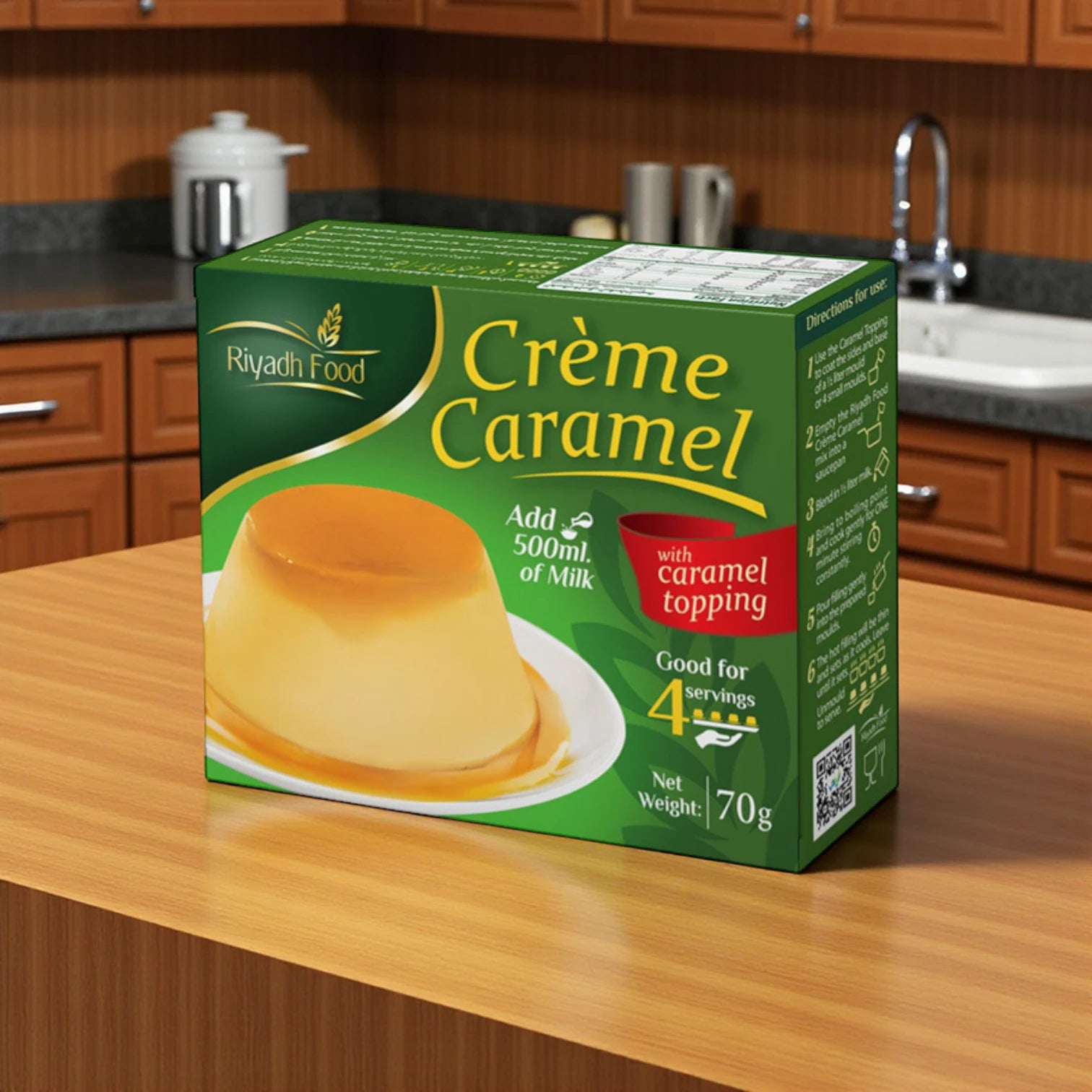 Riyadh Food Crème Caramel Mix 70g x 12 | With Caramel Topping | Just Add Milk | Serves 48 | Saudi Made Dessert - Damoo