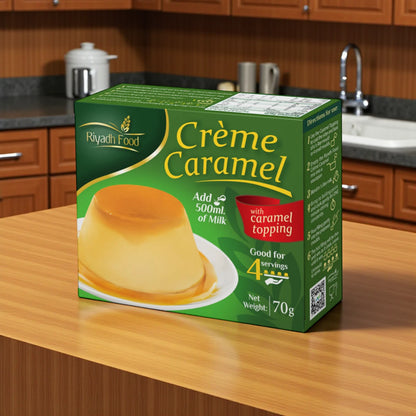 Riyadh Food Crème Caramel Mix 70g x 12 | With Caramel Topping | Just Add Milk | Serves 48 | Saudi Made Dessert - Damoo