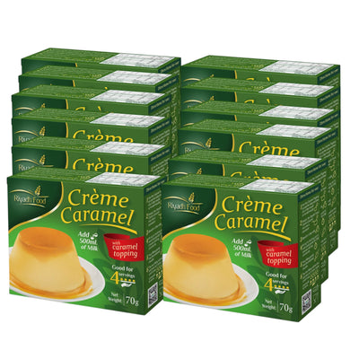 Riyadh Food Crème Caramel Mix 70g x 12 | With Caramel Topping | Just Add Milk | Serves 48 | Saudi Made Dessert - Damoo
