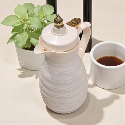 GERMAX Original Luxury Vacuum Flask 1L – Arabic Coffee & Tea Thermos | Elegant Gold Lid & Handle | 12H Hot / 24H Cold | Premium Glass Liner | Made in China - Damoo