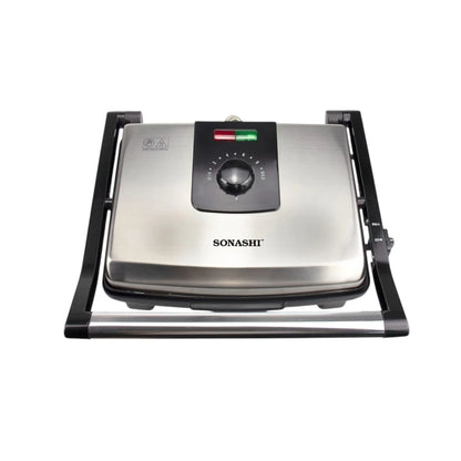 Sonashi 4 Slice Contact Grill Maker – 2000W Electric Grill with Adjustable Temperature, Non-Stick Plates, Drip Tray, Cool-Touch Handle & Stainless Steel Top Cover – Ideal for Sandwiches, Paninis, Meats & More SGT-854 - Damoo