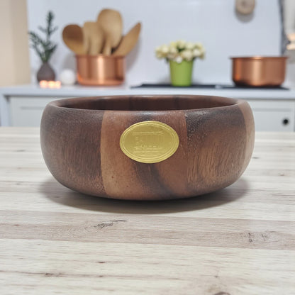Billi Acacia Wooden Bowl – Handcrafted Brown Acacia Wood Serving Bowl | Durable, Water & Stain-Resistant Small Bowl for Home & Dining - Damoo