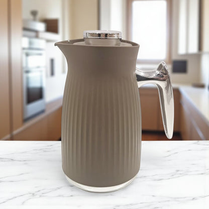 GERMAX Elegant Black & Gold Insulated Thermos Flask – Premium Vacuum Jug for Hot & Cold Beverages – 1 L Capacity with Luxury Golden Handle & Lid - Damoo