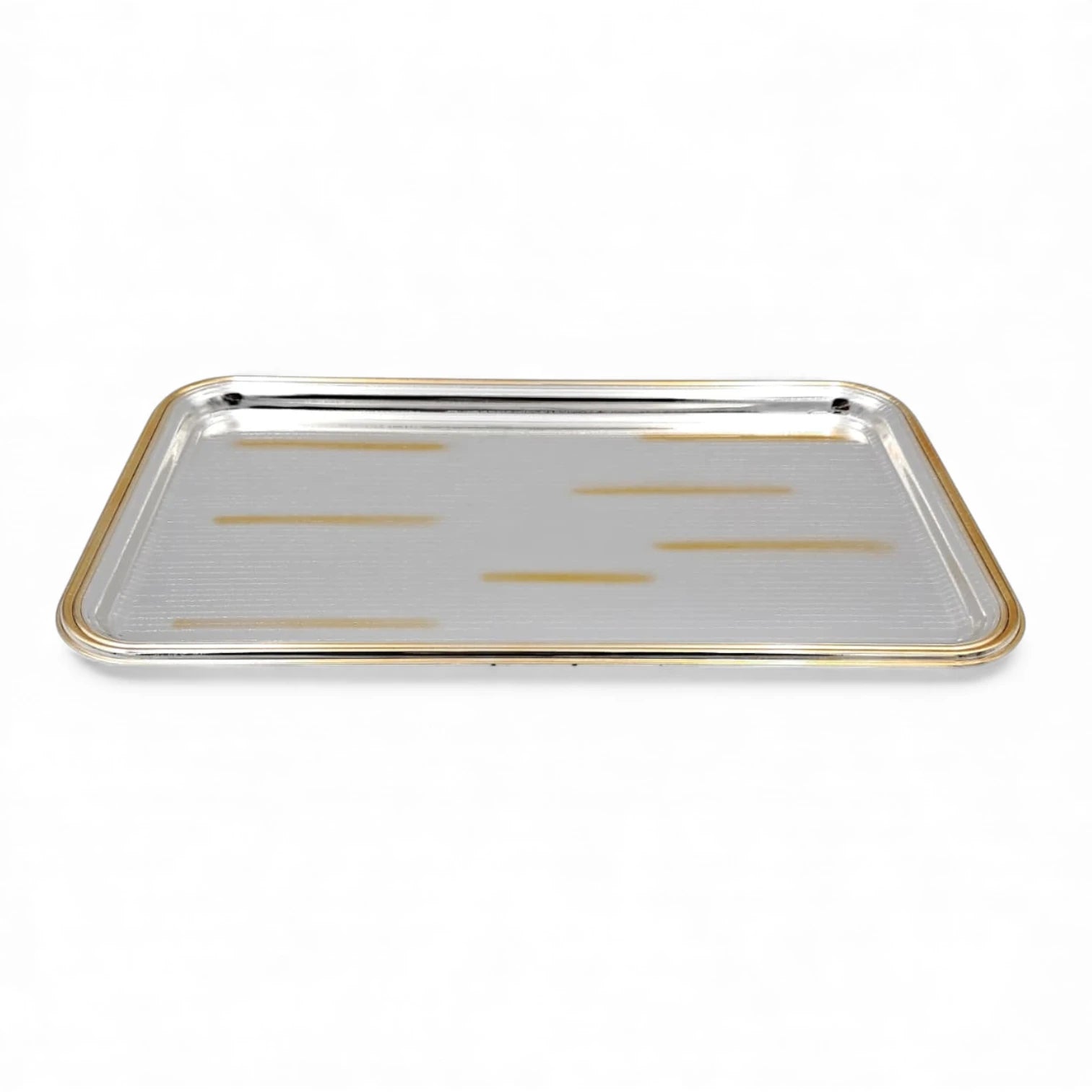 Ansa Luxury Rectangular Serving Tray – Premium Shine Finish with Gold Accents | Elegant Lightweight & Durable | Ideal for Tea, Snacks, Desserts, Parties & Home Hospitality – H(1.5cm) x W(18cm) x L(30cm)