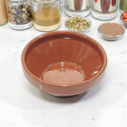 Traditional Brown Clay Bowl – Classic Ceramic Serving Bowl for Hot & Cold Dishes | Rustic Terracotta Design for Kitchen & Table Décor - Damoo