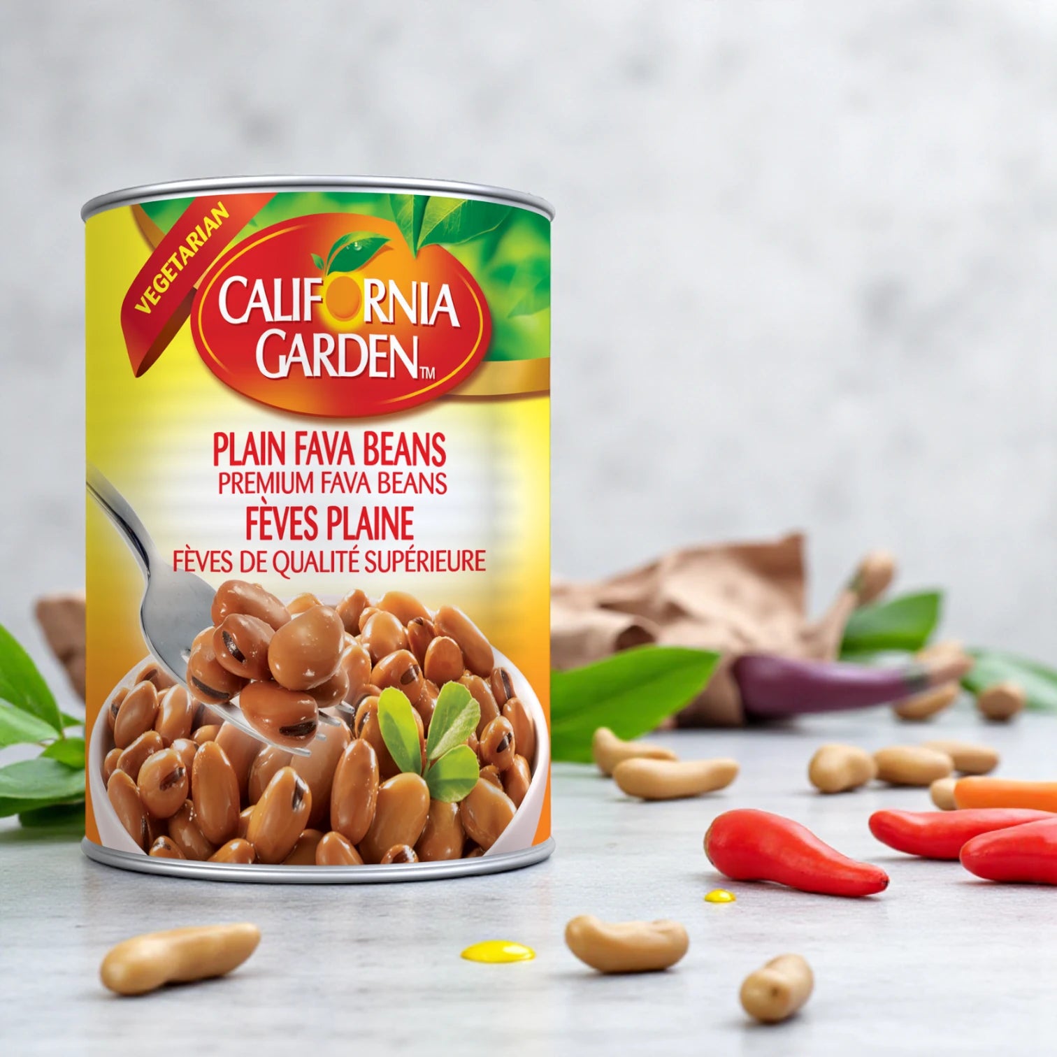 California Garden Premium Fava Beans (Plain Medammes) – Ready-to-Eat Canned Foul | Halal, Vegetarian, Low Fat, Allergen-Free - Damoo