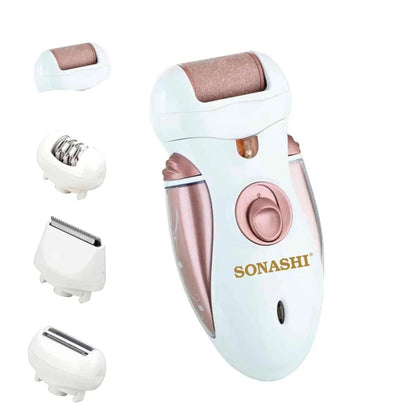 Sonashi Epilator & Trimmer for Women – SLD-824 | 3 Attachments, Washable Head, Stainless Steel Blades, LED Light, 45 Min Usage Time - Damoo