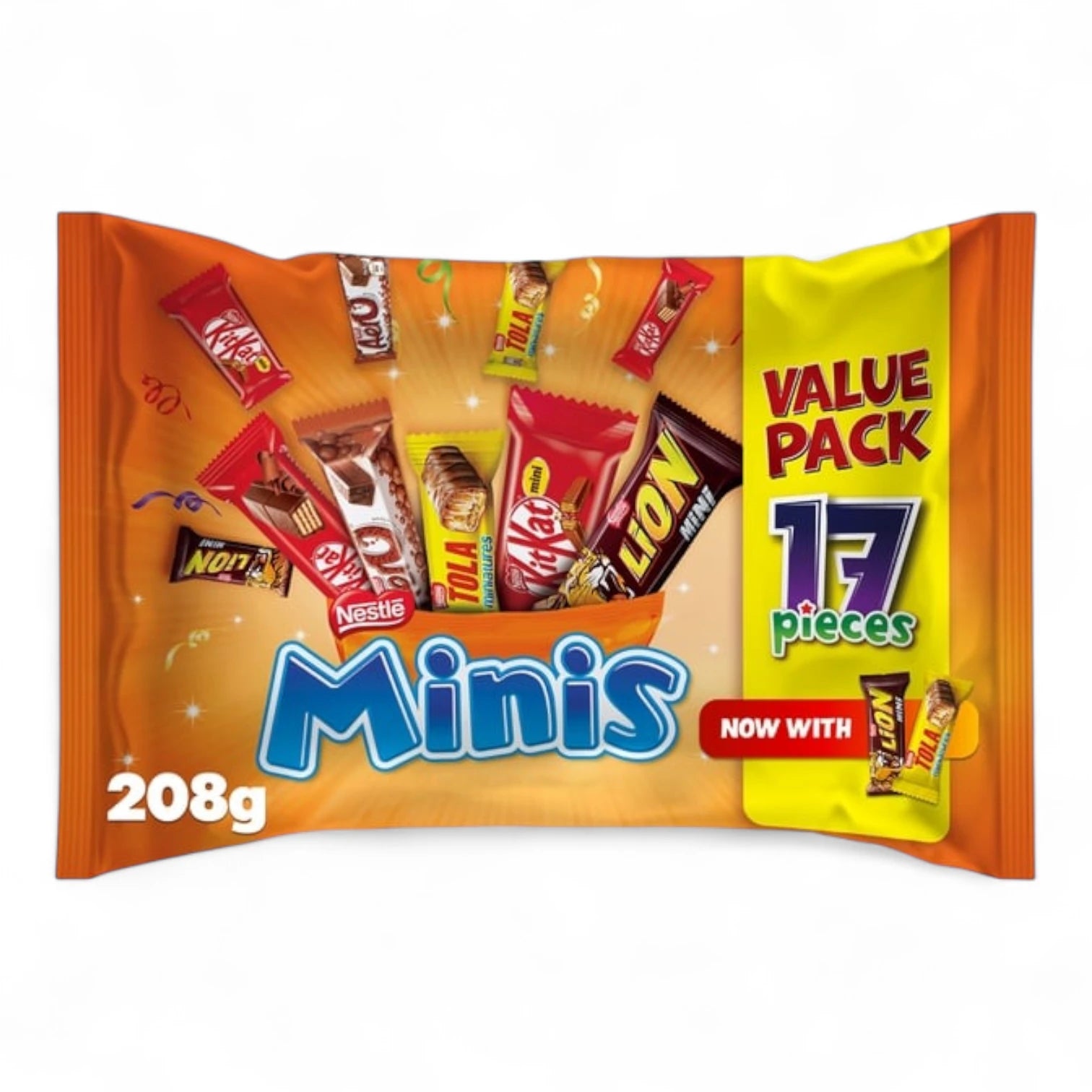 Nestlé Minis Chocolate Mix – Value Pack of 17 Assorted Mini Bars, 208g | Includes KitKat, Chunky, Lion, Aero & Tola | Perfect for Sharing, Parties & Snacking - Damoo