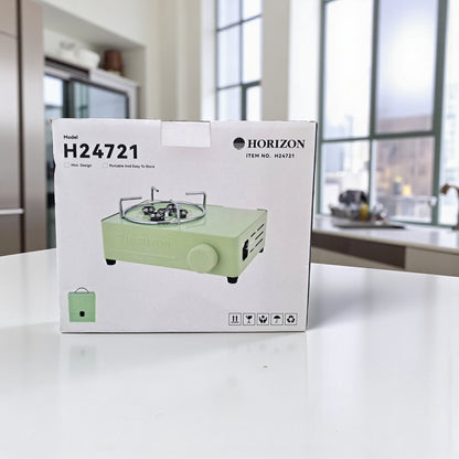 Horizon Portable Gas Stove H24721 – Compact Single Burner Outdoor Camping Stove, Butane Powered – Green, 1.4kg - Damoo