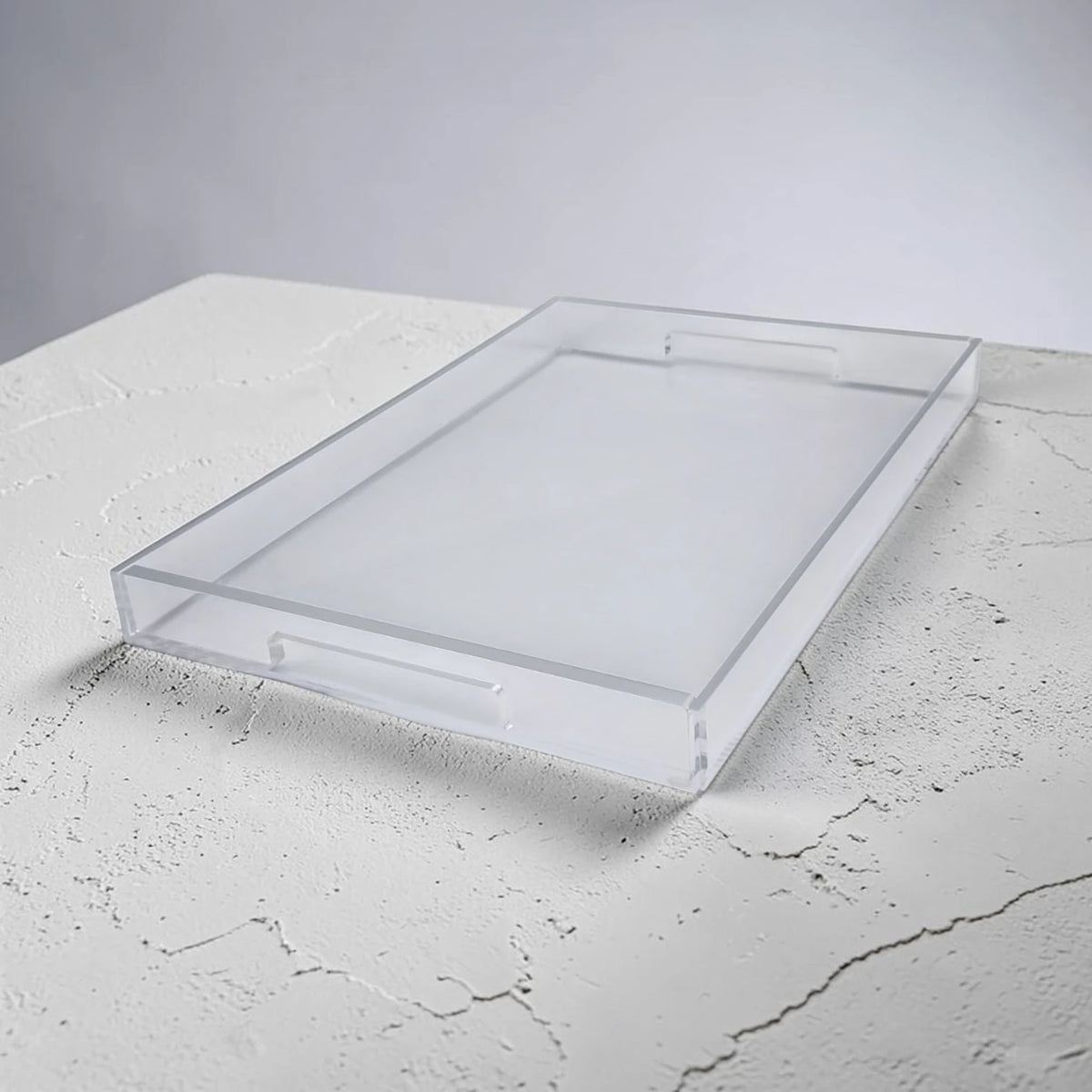 Clear Acrylic Serving Tray with Gold & Silver Edge Design – Modern Rectangular Organizer Tray (4H x 45L x 30W CM) - Damoo