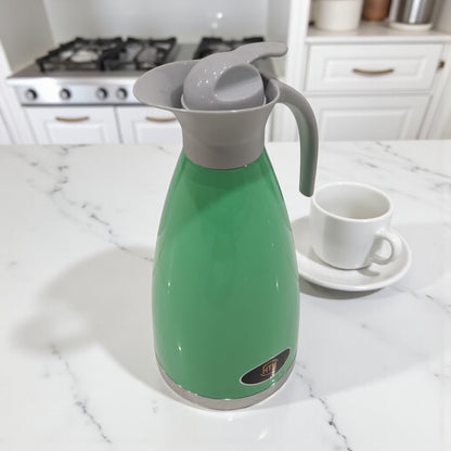 HTH Stainless Steel Vacuum Flask 2.0L (Model ECU-1) – Double Wall Insulated Thermos for Hot & Cold Beverages | Premium Press-Pour Design - Damoo