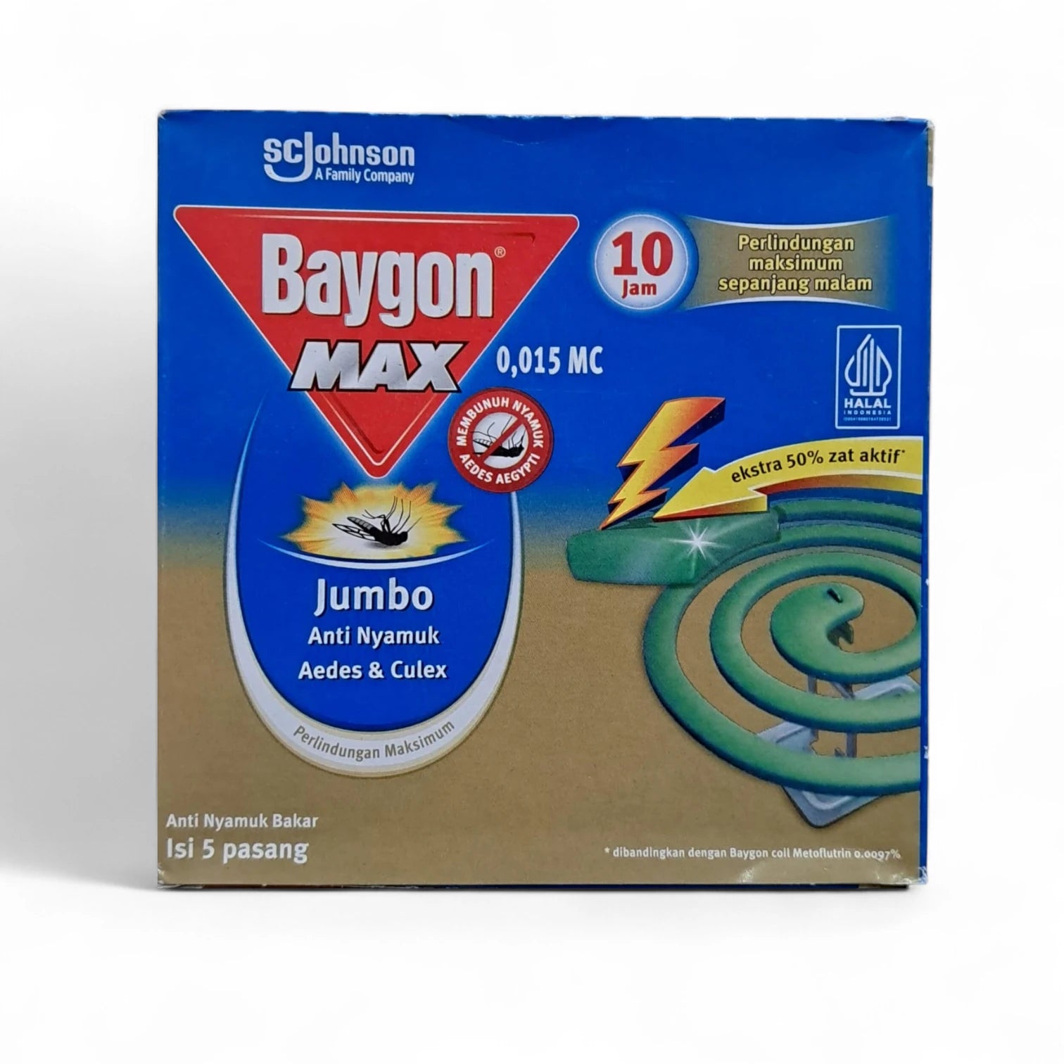Baygon MAX Jumbo Mosquito Coils – Lavender Scent, 10 Hours Protection, Kills Aedes & Culex, Anti-Mosquito Repellent, 5 Pairs - Damoo