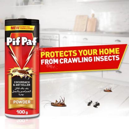Pif Paf Cockroach & Ant Killer Powder 100g x 3 Pack (2+1 Free) – Instant Kill Formula, Effective Crawling Insect Control, Easy-to-Use Powder for Homes & Kitchens - Damoo