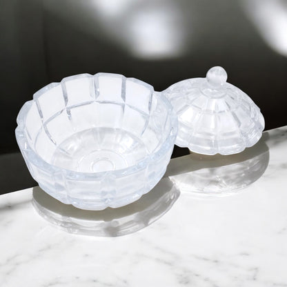 Premium Clear Diamond-Cut Acrylic Jar with Dome Lid – Elegant Multi-Purpose Storage Container for Home, Sweets & Décor (19H x 18L x 18W cm) - Damoo