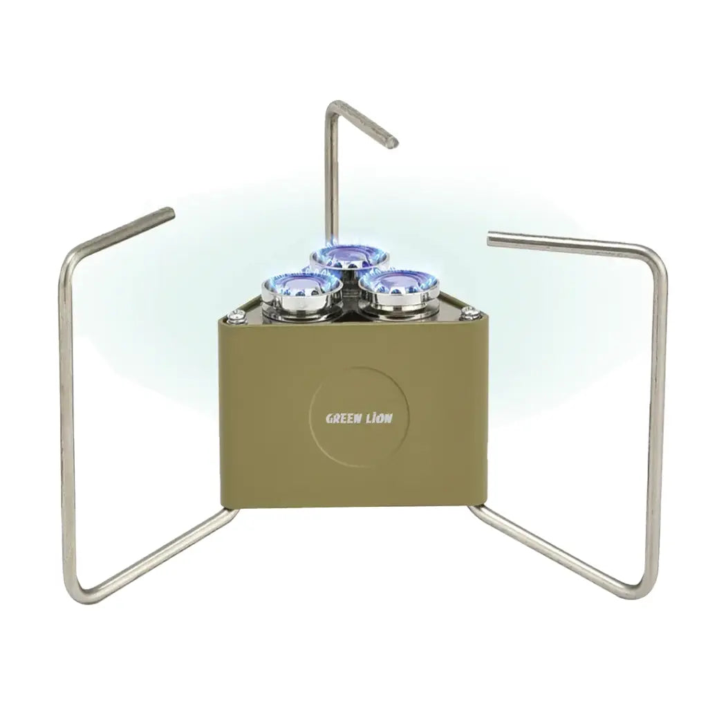 Green Lion 3-Burner Foldable Camping Stove – 8000W Heating Power, 15 kg Max Load, Flame Control, Portable Outdoor Cooking Cooker