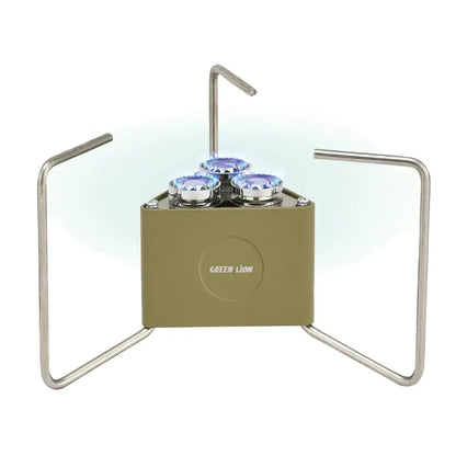 Green Lion 3-Burner Foldable Camping Stove – 8000W Heating Power, 15 kg Max Load, Flame Control, Portable Outdoor Cooking Cooker