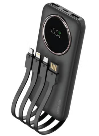 باور بانك GREEN LION POWER PULSE بسعة 10000mAh وشحن PD سريع 22.5W وشاشة رقمية وكابل شحن مدمج للاستخدام اليومي
