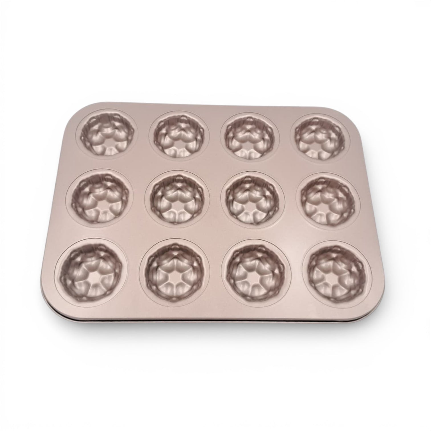 12-Cup Carbon Steel Non-Stick Petal Pattern Cake & Muffin Baking Pan – Mini Dessert Mold Tray (2.5H x 35L x 26.5W CM) - Damoo