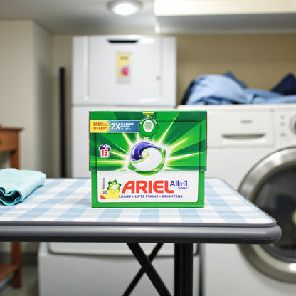 Ariel All-in-1 Pods Original Scent – 15 Laundry Capsules Value Pack | Deep Clean, Lifts Stains, Brightens Clothes, Easy-to-Use Liquid Detergent Pods - Damoo