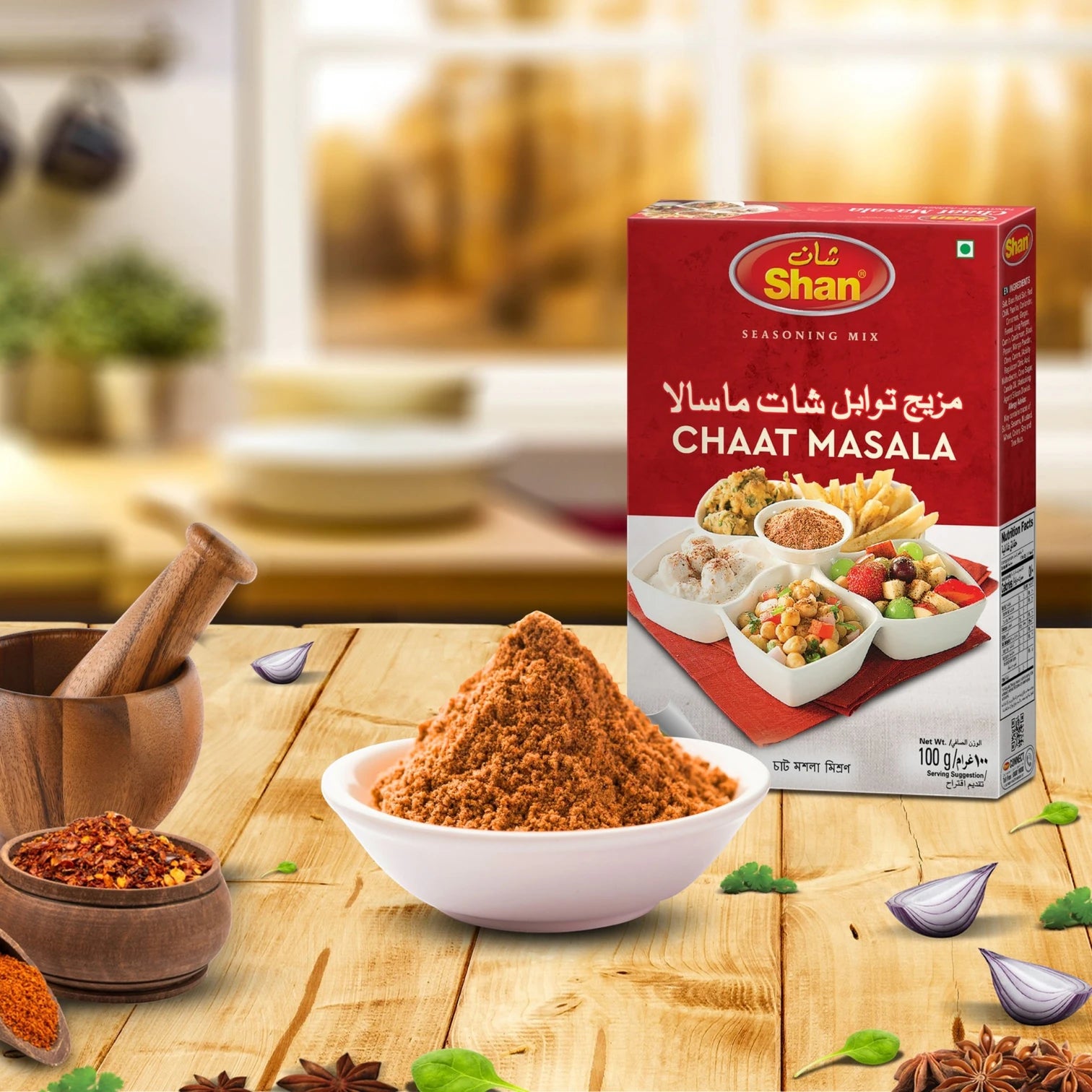Shan Chaat Masala – Tangy & Spicy Indian Snack Seasoning Mix – 100g – Authentic Zesty Blend for Chaat, Dahi Bhalla & Fruit Salad - Damoo