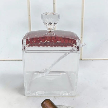 Acrylic Sugar Jar with Lid and Spoon, Clear Storage Container for Candy Condiments Spices, Decorative Kitchen Organizer, Available in 2 Designs - Damoo