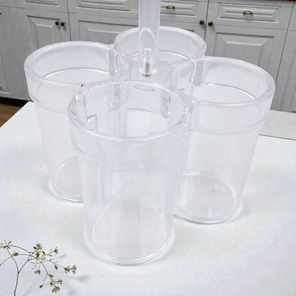 Orchid 4-Compartment Clear Acrylic Utensil Holder – Kitchen Cutlery Organizer with Handle for Countertop & Dining Table (26H x 16L × 16W CM) - Damoo
