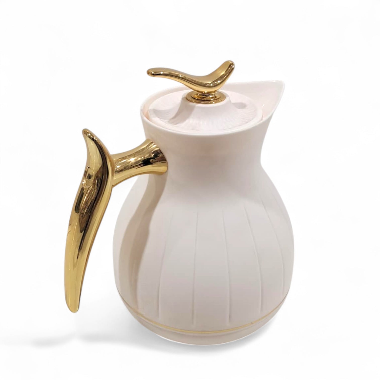 Ansa Premium Cream Thermos Flask with Gold Handle – Elegant Insulated Vacuum Jug for Hot & Cold Drinks - Damoo