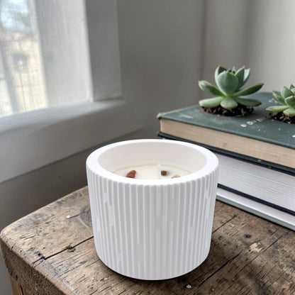 Luxury Scented Candle in Textured Ceramic Jar, Hand Poured Long Lasting Aromatherapy Candle for Home Décor & Relaxation - Multi Design (6H x 7L x 7W CM) - Damoo