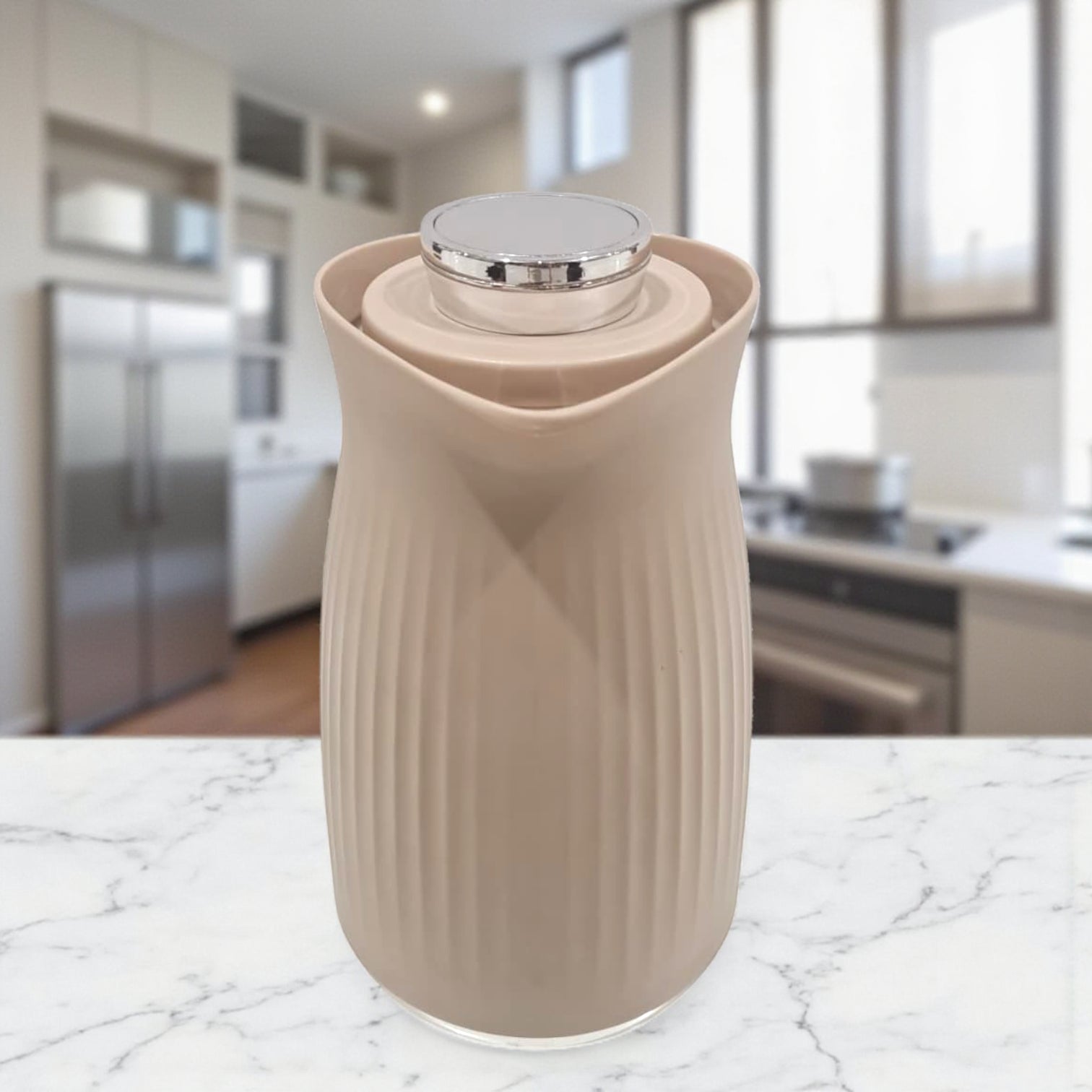 GERMAX Elegant Black & Gold Insulated Thermos Flask – Premium Vacuum Jug for Hot & Cold Beverages – 1 L Capacity with Luxury Golden Handle & Lid - Damoo