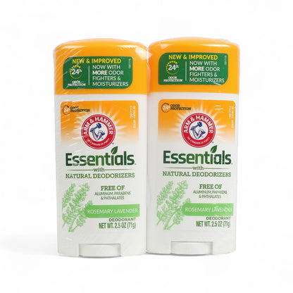 Arm & Hammer Essentials Natural Deodorant Stick Rosemary & Lavender – Twin Pack (2 x 71g) | 24H Odor Protection | Aluminum-Free, Paraben-Free & Gentle on Skin - Damoo