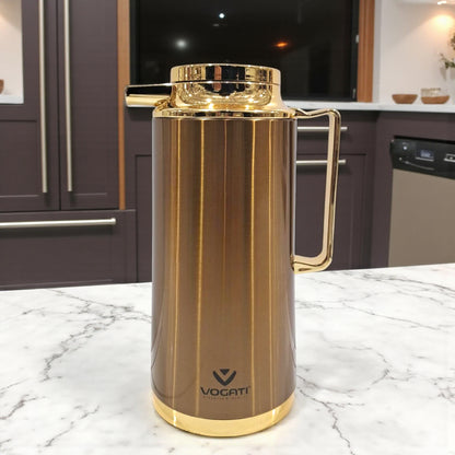 Vogati Premium Stainless Steel Thermos Flask – Double Wall Vacuum Jug with Golden Finish - Damoo