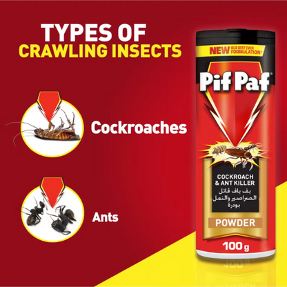 Pif Paf Cockroach & Ant Killer Powder 100g x 3 Pack (2+1 Free) – Instant Kill Formula, Effective Crawling Insect Control, Easy-to-Use Powder for Homes & Kitchens - Damoo