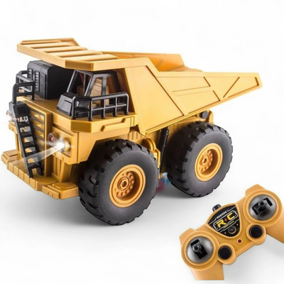 MK City Truck Engineering Dump Truck – 1:24 Scale Remote Control Heavy Duty Mining Construction Vehicle Toy for Kids, Rechargeable 2.4G RC Truck, Ages 3+ - Damoo
