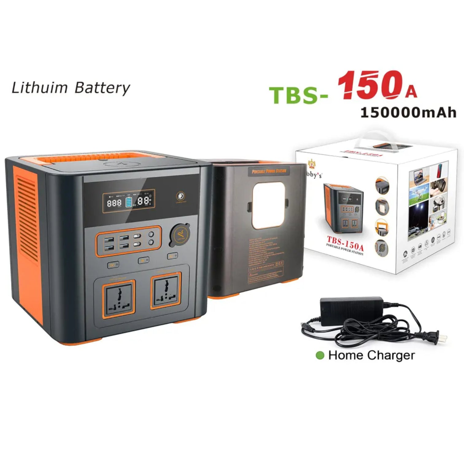 Toby’s TBS-150A Portable Power Station 150000mAh – Wireless Charger, 555W Output, Multi-Device Charging with USB, Type-C, AC & DC Ports – Outdoor Camping, Travel & Emergency Backup Inverter