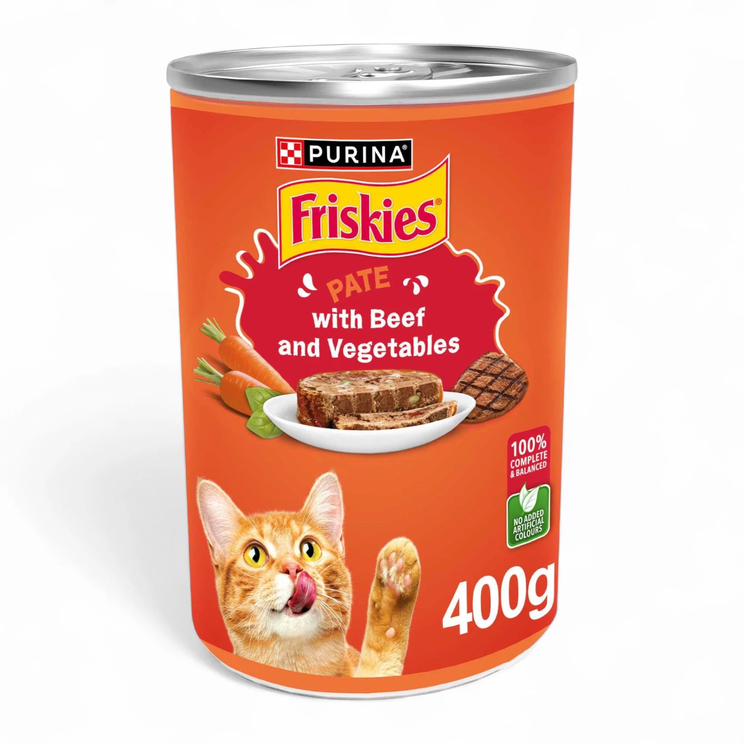 Purina Friskies Pate with Beef & Vegetables – Chunk Wet Cat Food for Adults | 400g Can | Balanced Nutrition & Hydration Support - Damoo