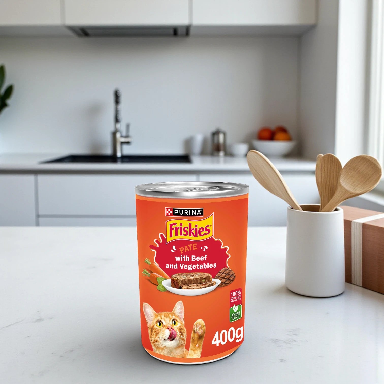 Purina Friskies Pate with Beef & Vegetables – Chunk Wet Cat Food for Adults | 400g Can | Balanced Nutrition & Hydration Support - Damoo