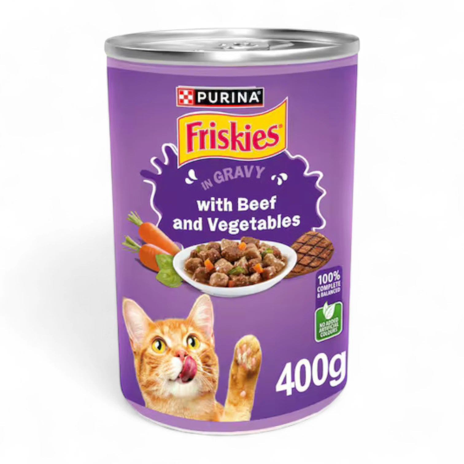 Friskies Wet Cat Food – Beef & Vegetables in Gravy, 400g | Complete Nutrition for Adult Cats