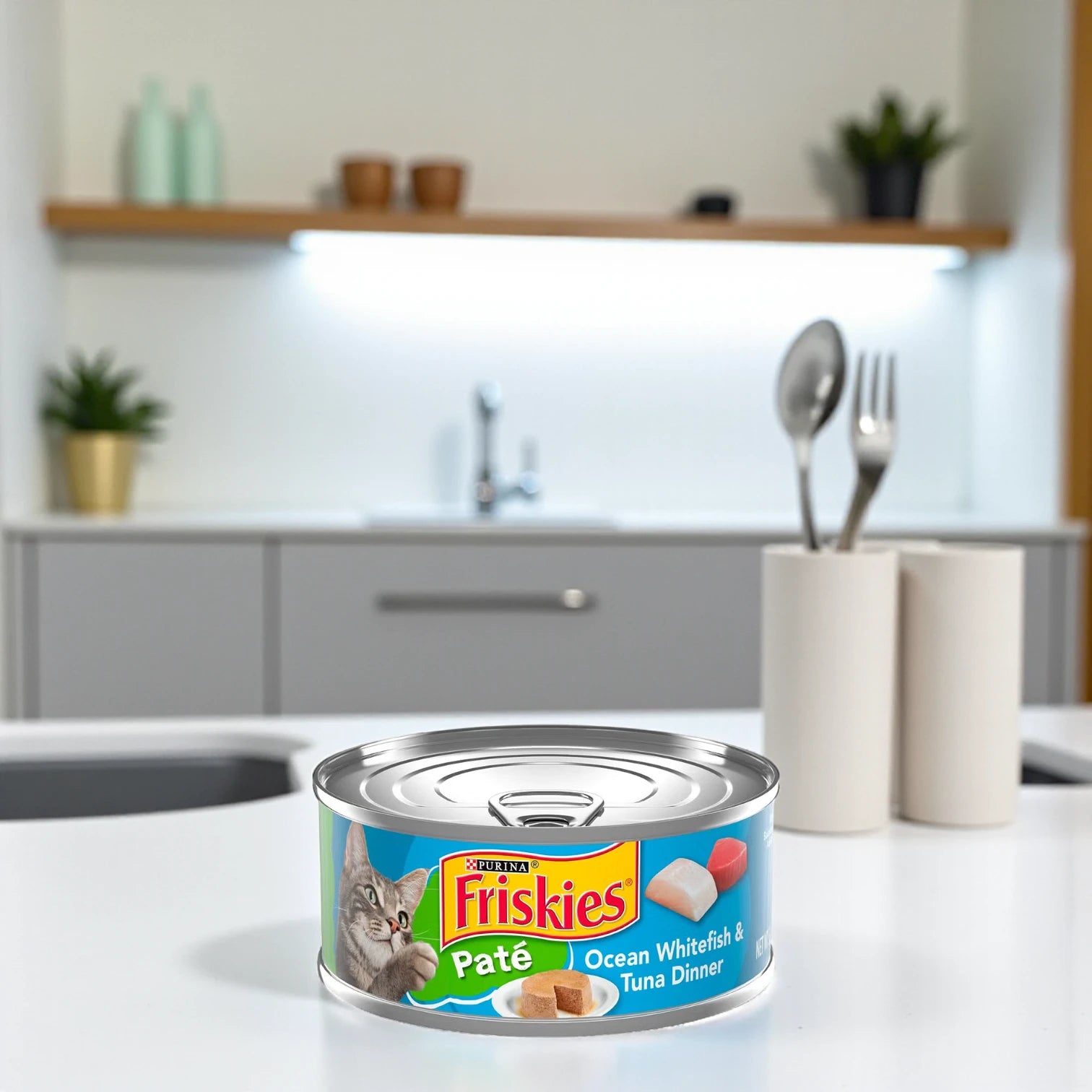 Friskies Ocean Whitefish & Tuna Paté Wet Cat Food – 6 x 5.5oz Cans | Complete & Balanced Nutrition for Adult Cats - Damoo