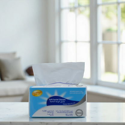 Ace Sabaah Soft Facial Tissues, 600 Sheets per Box (Pack of 5) | Ultra Soft, Sterilized & Silky Touch Tissues - Damoo