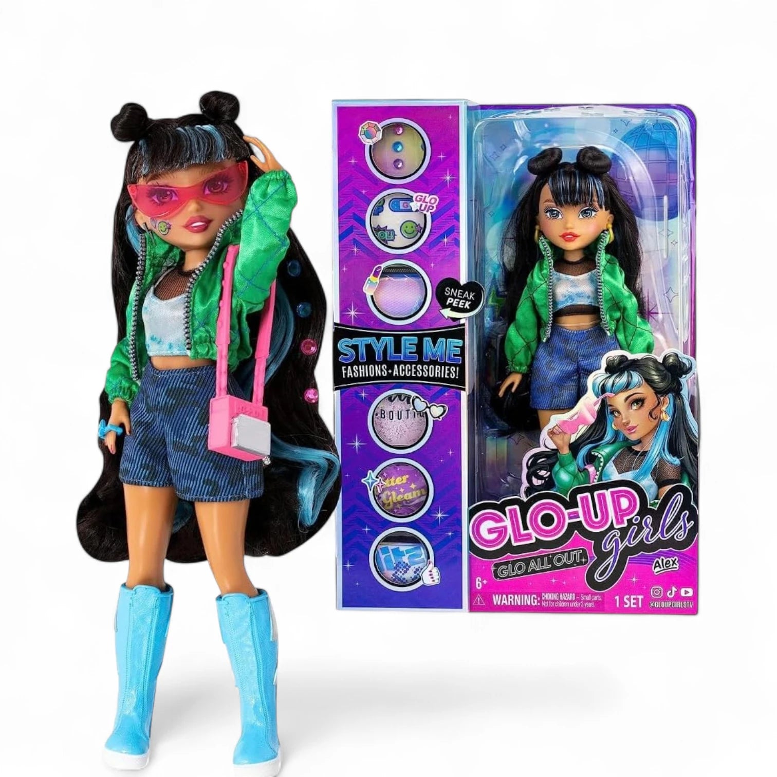 Far Out Toys GLO-UP Girls Season 2 Alex Doll | Pajamas to Runway Makeover Fashion Doll with Accessories, Makeup & Surprises | Self-Care & Transformation Playset - Damoo
