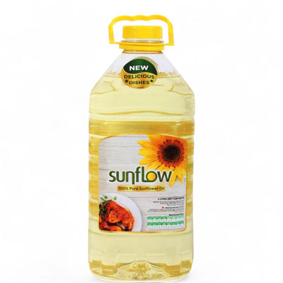 Sunflow Pure Sunflower Oil 5L – Refined Palm Olein Blend | Fortified with Vitamins A & D | Light Taste & High Smoke Point | Ideal for All Cooking - Damoo