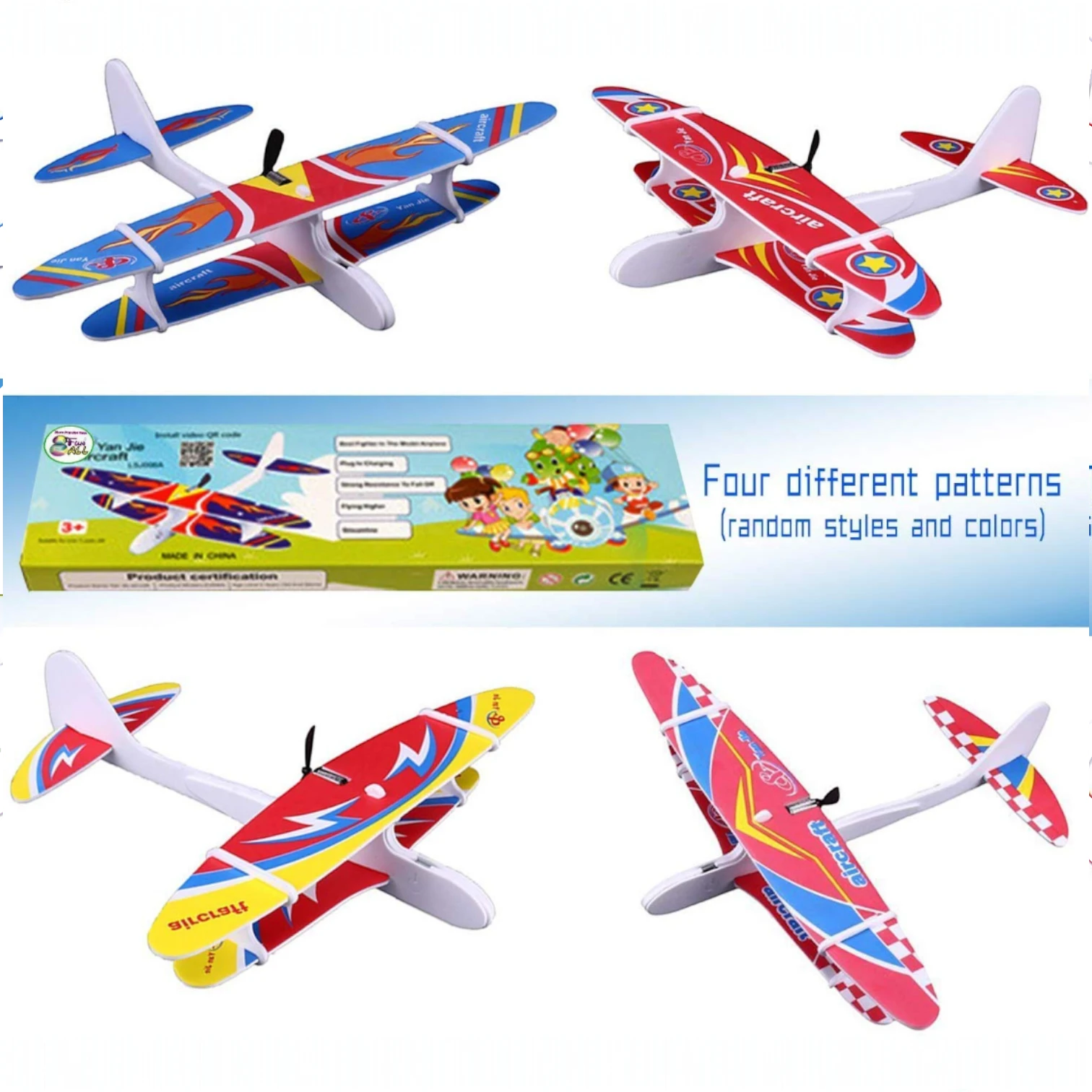 YAN JIE Motorized Rechargeable Hand Throw Flying Glider Plane | Foam RC Model Toy with USB Charging, Fall-Resistant, Long-Flight Outdoor Airplane for Kids & Adults