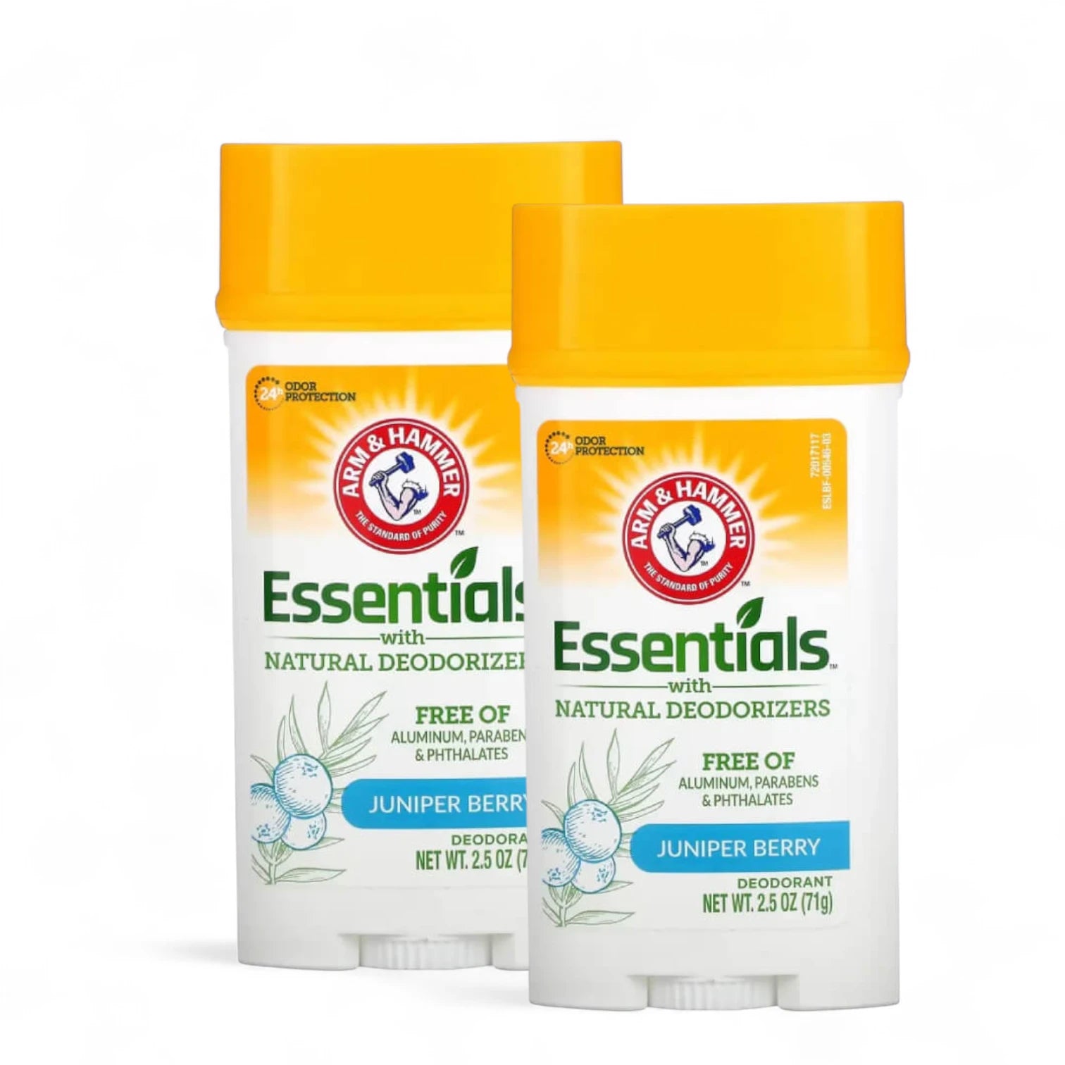 Arm & Hammer Essentials Natural Deodorant Stick Juniper Berry – Twin Pack (2 x 71g) | 24H Odor Protection | Aluminum-Free, Paraben-Free, Phthalate-Free - Damoo