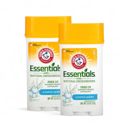 Arm & Hammer Essentials Natural Deodorant Stick Juniper Berry – Twin Pack (2 x 71g) | 24H Odor Protection | Aluminum-Free, Paraben-Free, Phthalate-Free - Damoo