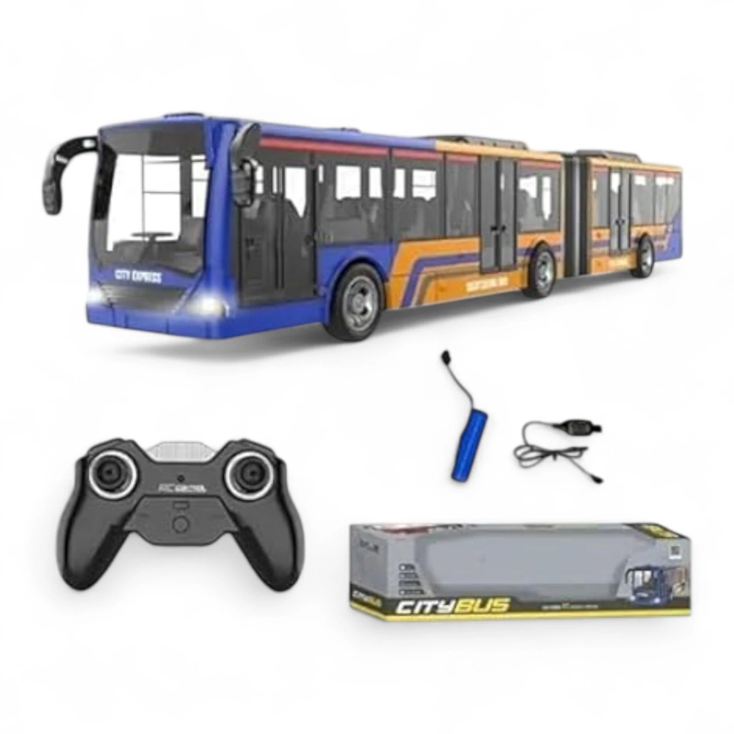 SYRCAR Remote Control Bus Toy | 2.4GHz 4-Channel RC Bus with LED Lights, Rubber Tires & Full Function Controller | Durable Model Vehicle for Kids 3+