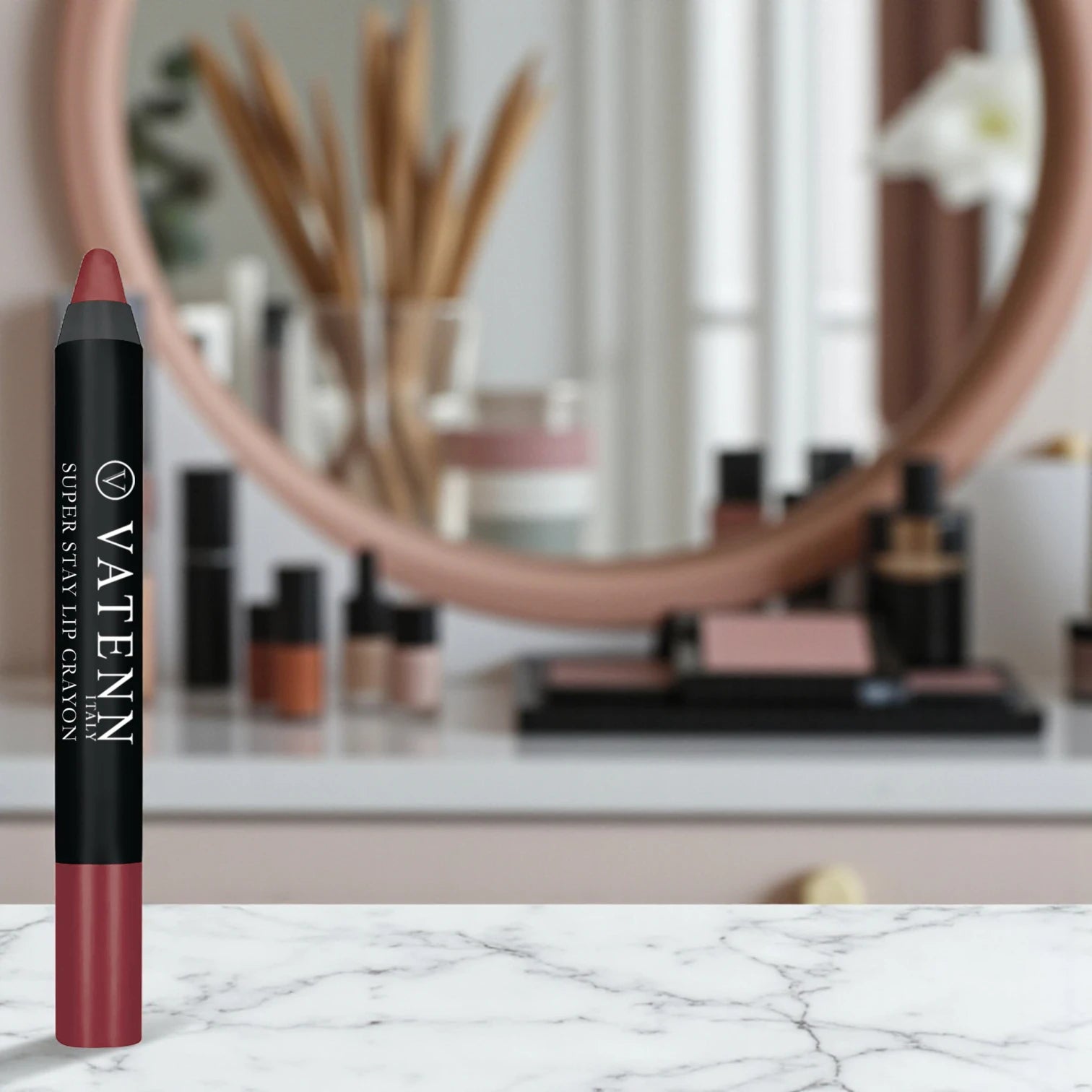 Vatenn Italy Super Stay Lip Crayon Shade 457 LOS ALTOS – 18Hr waterproof, smudge-proof matte lipstick. Non-drying, hydrating lip crayon with honey nectar. Lipstick + liner in one. - Damoo