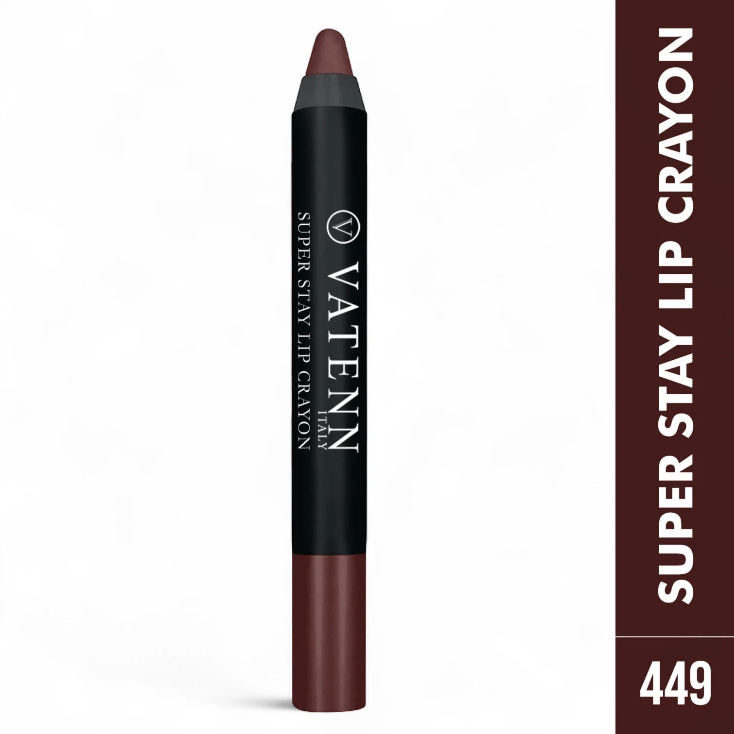 Vatenn Italy Super Stay Lip Crayon – Shade 449 DETROIT 18Hr waterproof, smudge-proof matte lipstick with creamy, hydrating formula. Non-drying lip crayon with honey nectar. - Damoo