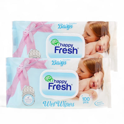 Happy Fresh Wet Wipes – 100 pcs | Hypoallergenic, Alcohol & Lanolin-Free, pH 5.5, Gentle for Sensitive Baby Skin - Damoo