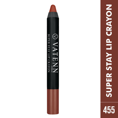 Vatenn Italy Super Stay Lip Crayon Shade 455 HILLSTONE 18Hr waterproof, smudge-proof matte lipstick enriched with honey nectar. Non-drying, hydrating & long-lasting lip crayon. - Damoo